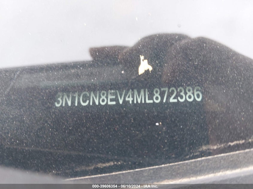 2021 Nissan Versa Sv Xtronic Cvt VIN: 3N1CN8EV4ML872386 Lot: 39606354