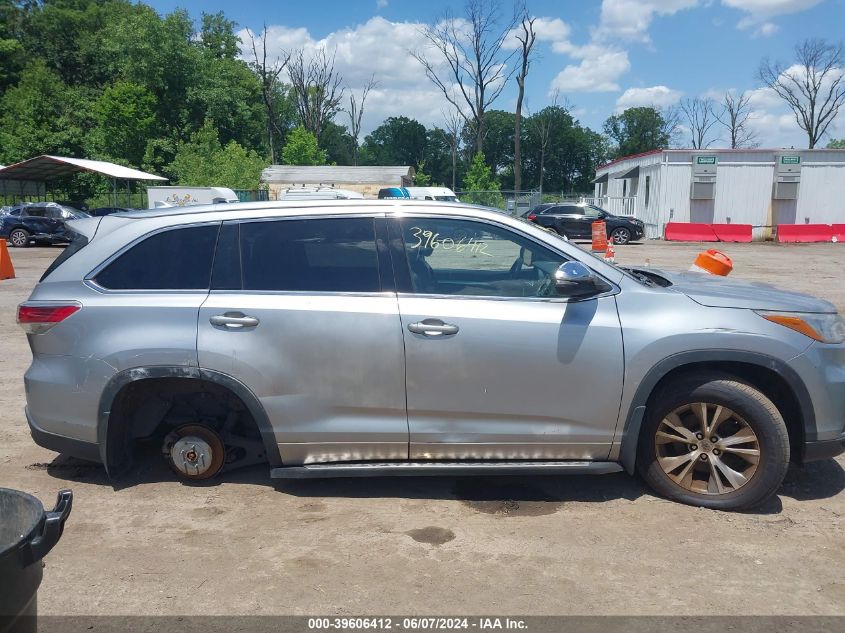 2015 Toyota Highlander Xle V6 VIN: 5TDJKRFH5FS190187 Lot: 39606412