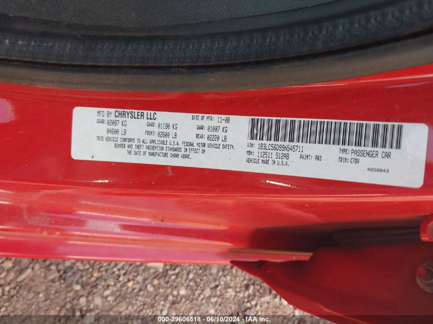 2009 Dodge Avenger Sxt VIN: 1B3LC56D99N545711 Lot: 39606518