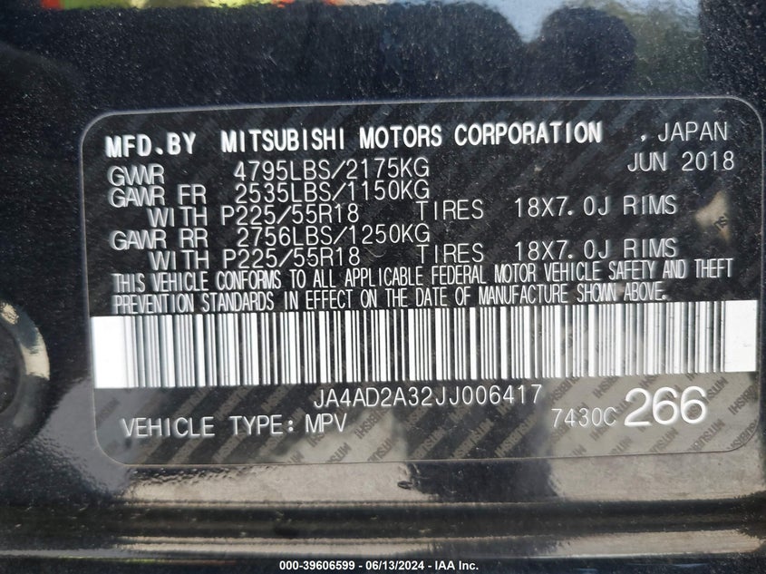 2018 Mitsubishi Outlander Es VIN: JA4AD2A32JJ006417 Lot: 39606599