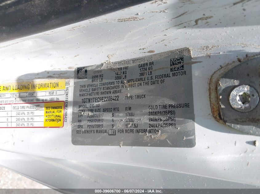 2014 GMC Sierra 1500 VIN: 1GTN1TEC9EZ208422 Lot: 39606700