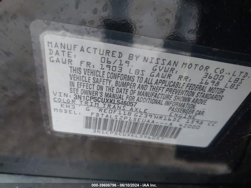 2019 NISSAN KICKS - 3N1CT5CUXKL546057