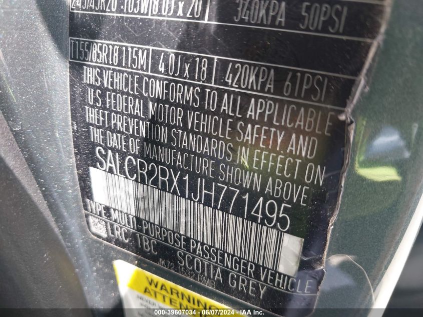 2018 Land Rover Discovery Sport Hse VIN: SALCR2RX1JH771495 Lot: 39607034