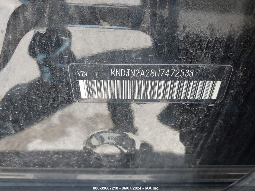 2017 Kia Soul VIN: KNDJN2A28H7472533 Lot: 39607210