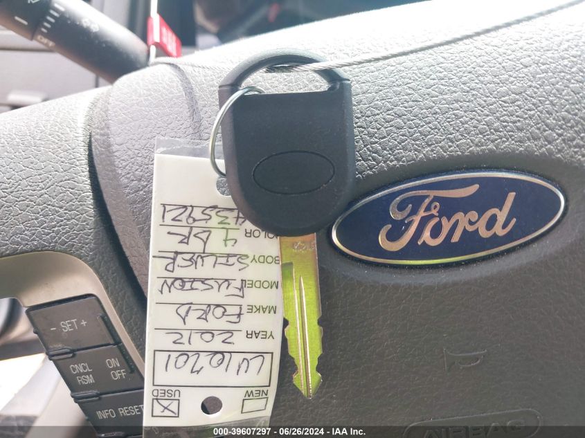 2012 Ford Fusion Sel VIN: 3FAHP0JG8CR435921 Lot: 39607297