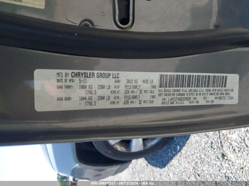 2011 Jeep Compass VIN: 1J4NT1FA0BD230520 Lot: 39607331