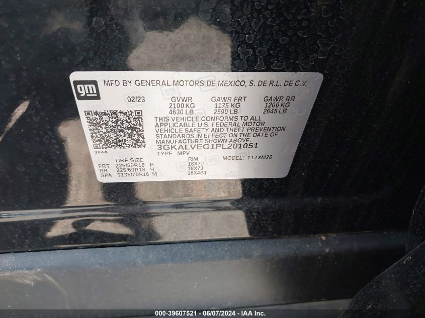 2023 GMC Terrain Awd Slt VIN: 3GKALVEG1PL201051 Lot: 39607521