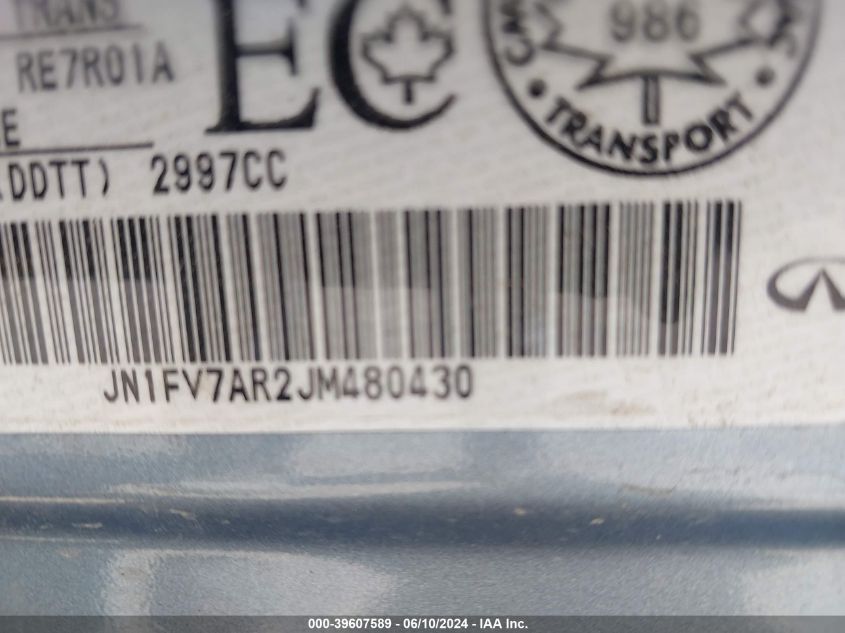 2018 Infiniti Q50 3.0T Red Sport 400 VIN: JN1FV7AR2JM480430 Lot: 39607589