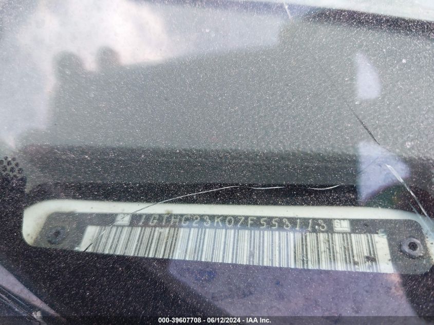 2007 GMC Sierra 2500Hd Work Truck VIN: 1GTHC23K07F553113 Lot: 39607708