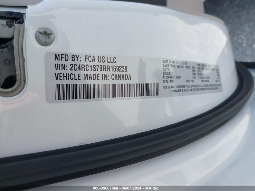 2024 Chrysler Pacifica Hybrid Select VIN: 2C4RC1S79RR169239 Lot: 39607968