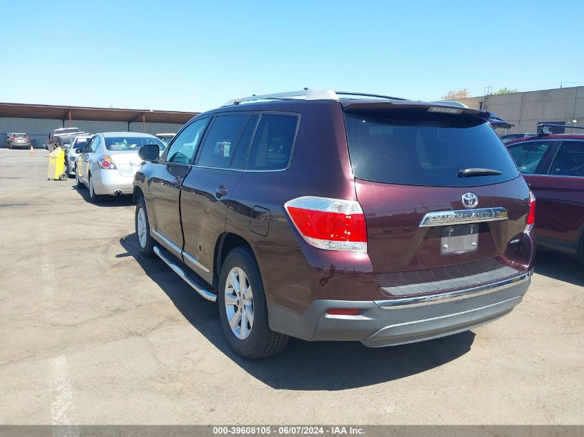 2013 Toyota Highlander Base V6 VIN: 5TDBK3EH9DS206245 Lot: 39608105