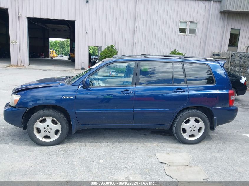 2005 Toyota Highlander Limited V6 VIN: JTEEP21A450077364 Lot: 39608108