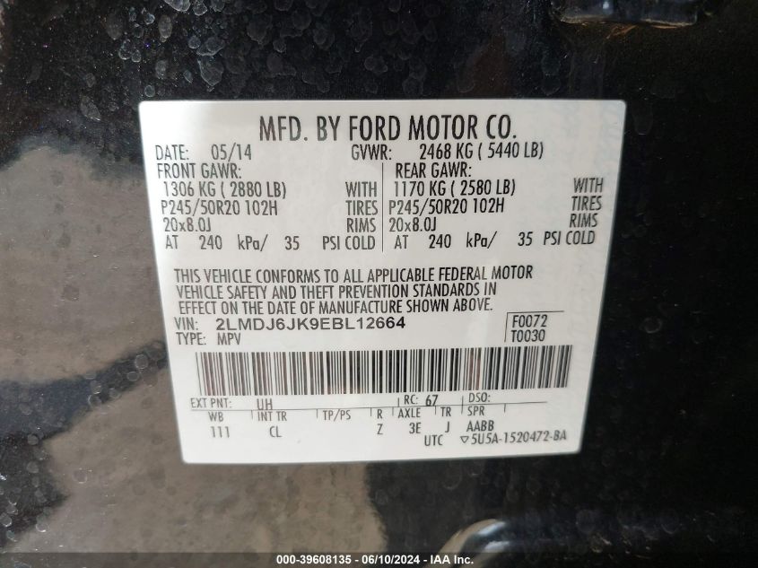 2014 LINCOLN MKX - 2LMDJ6JK9EBL12664