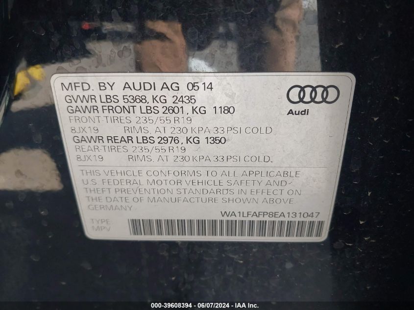 WA1LFAFP8EA131047 2014 Audi Q5 2.0T Premium