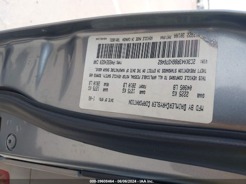 2006 Chrysler 300 VIN: 2C3KA43R86H376462 Lot: 39608464