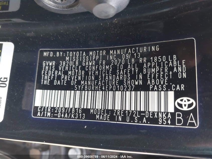 2014 TOYOTA COROLLA LE - 5YFBURHE4EP010237