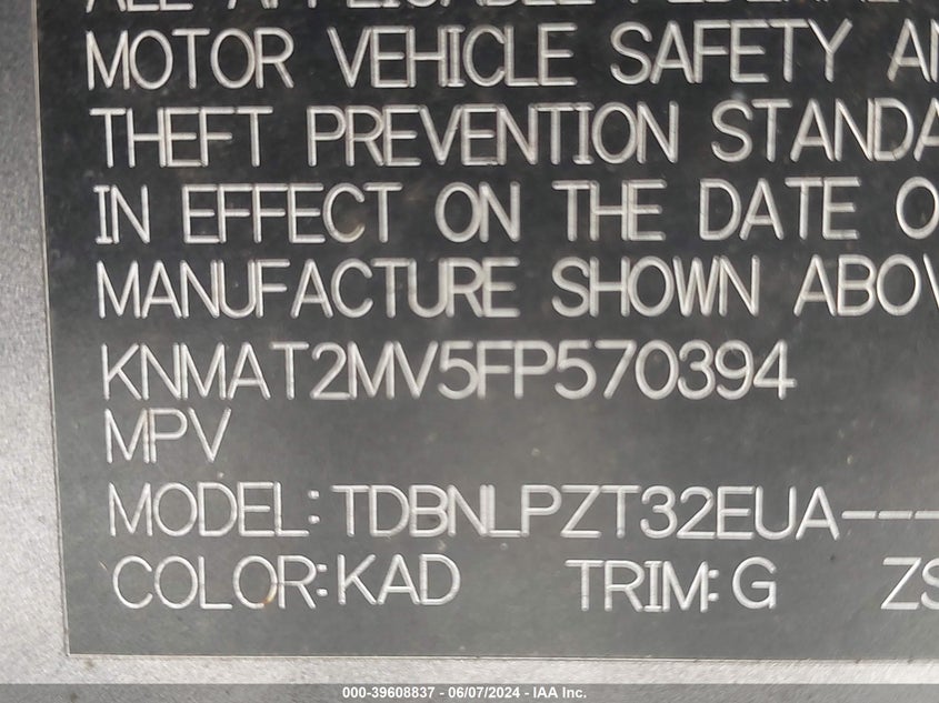 2015 Nissan Rogue S VIN: KNMAT2MV5FP570394 Lot: 39608837