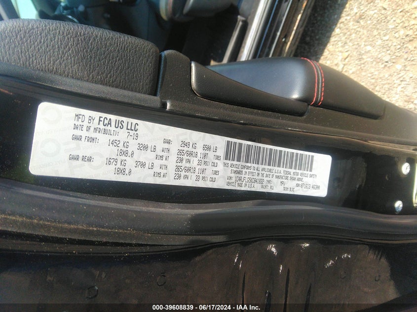 2019 Jeep Grand Cherokee Trailhawk 4X4 VIN: 1C4RJFLG5KC841832 Lot: 39608839