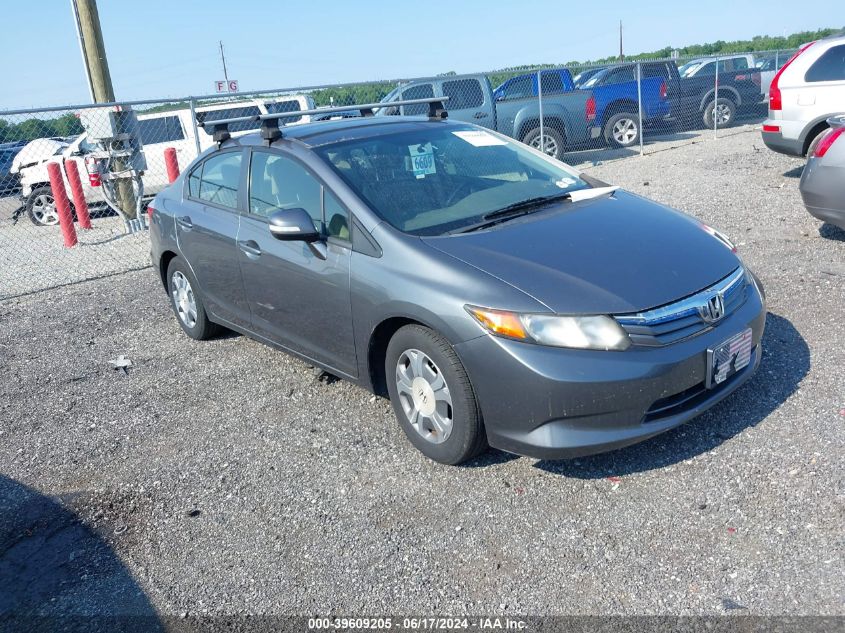 2012 Honda Civic Hybrid VIN: JHMFB4F38CS004902 Lot: 39609205