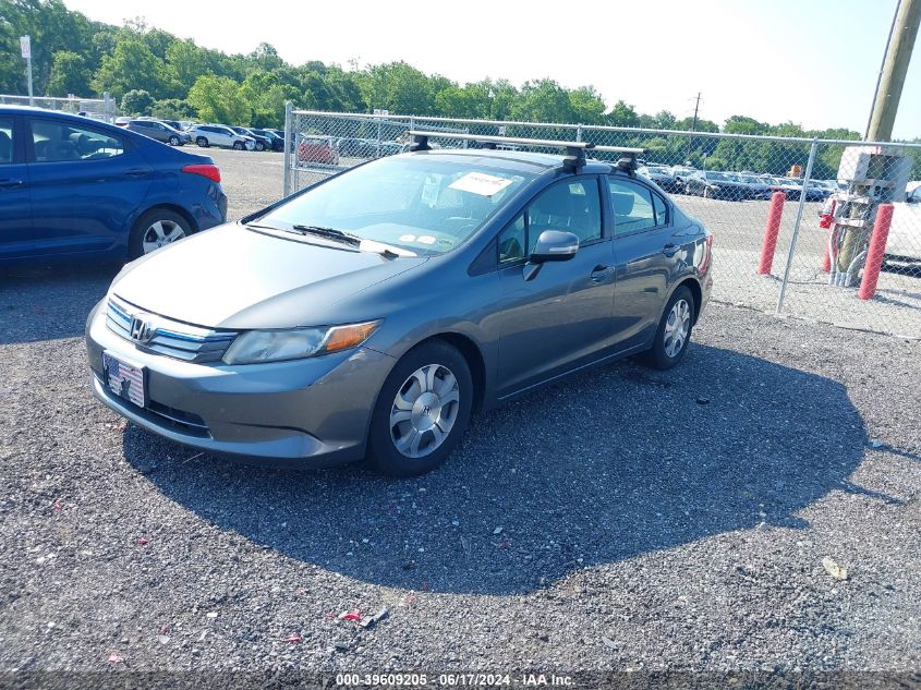 2012 Honda Civic Hybrid VIN: JHMFB4F38CS004902 Lot: 39609205