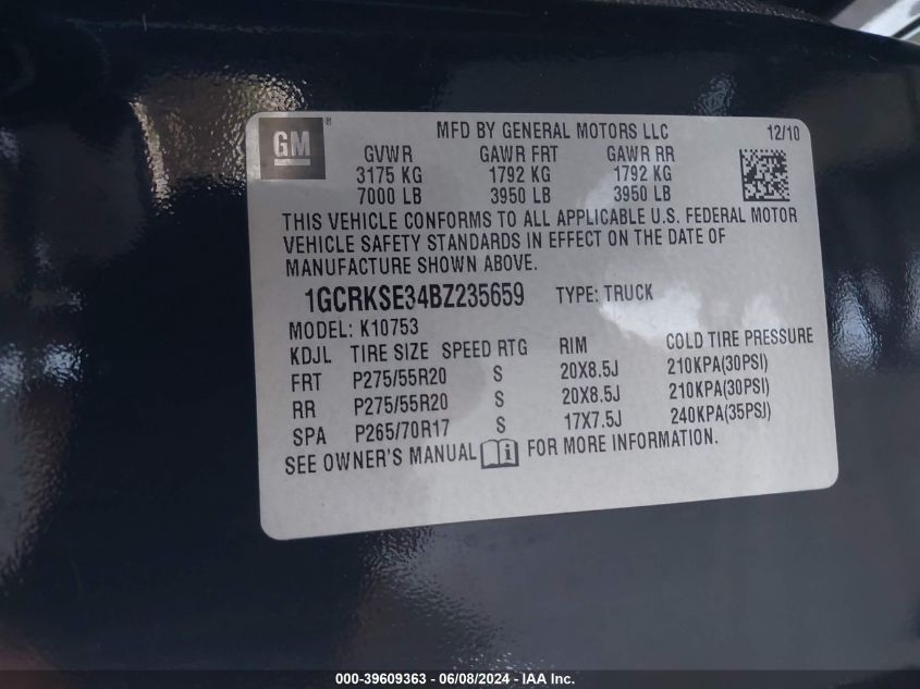 2011 Chevrolet Silverado 1500 Lt VIN: 1GCRKSE34BZ235659 Lot: 39609363