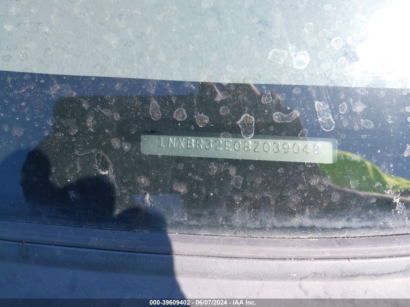 2008 Toyota Corolla Le VIN: 1NXBR32E08Z039048 Lot: 39609402
