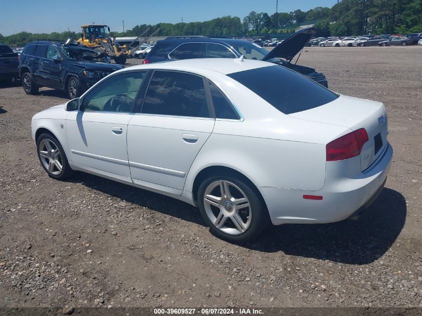 2007 Audi A4 2.0T VIN: WAUDF78EX7A098576 Lot: 39609527