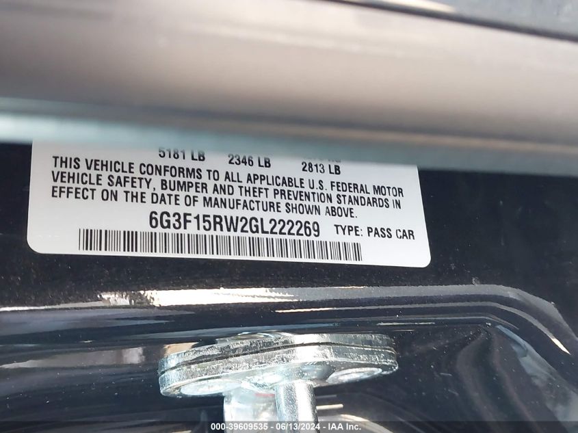 2016 Chevrolet Ss VIN: 6G3F15RW2GL222269 Lot: 39609535