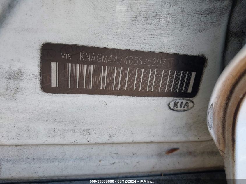 2013 Kia Optima Lx VIN: KNAGM4A74D5375207 Lot: 39609686