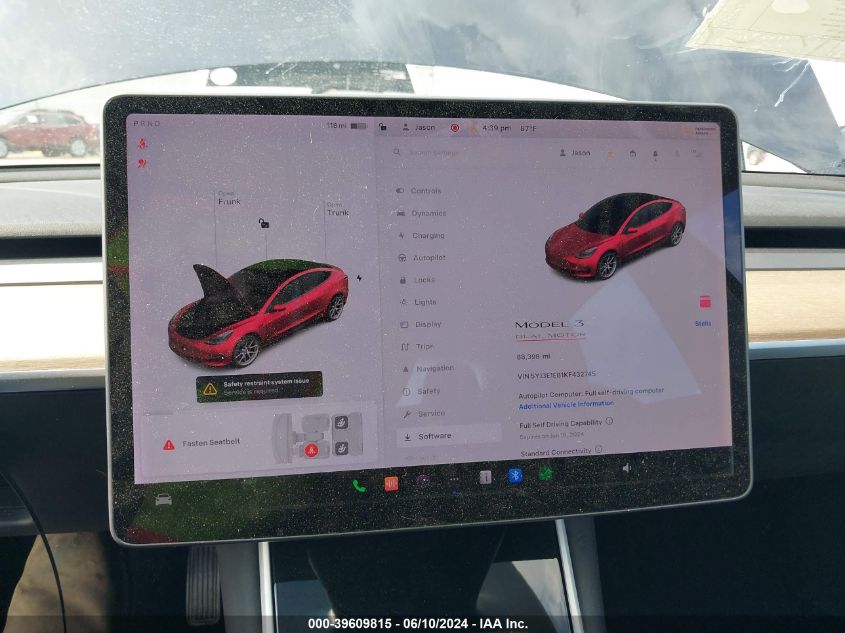 2019 TESLA MODEL 3 LONG RANGE/PERFORMANCE - 5YJ3E1EB1KF432745