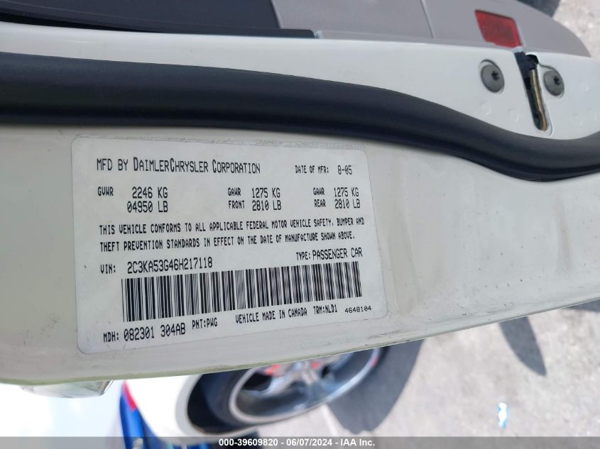 2006 Chrysler 300 Touring VIN: 2C3KA53G46H217118 Lot: 39609820