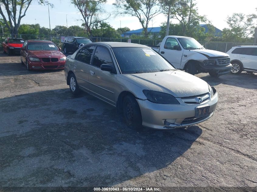 2005 Honda Civic Lx/Lx Se VIN: 2HGES16545H628673 Lot: 39610043