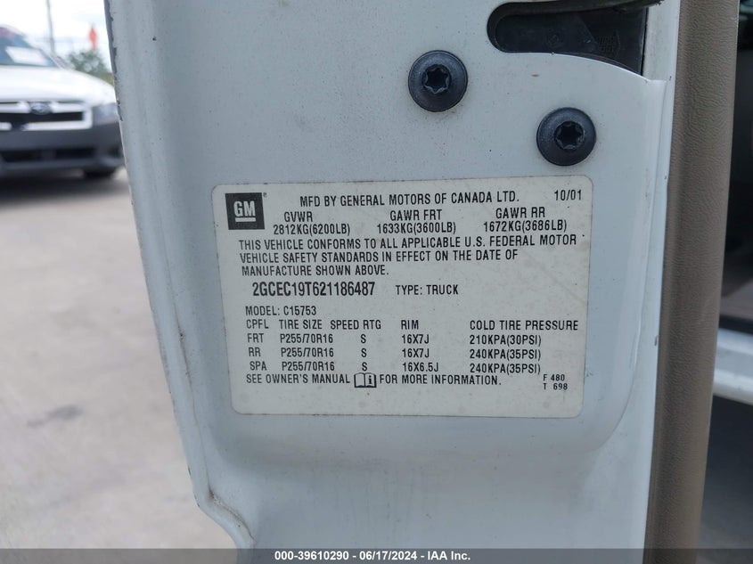 2002 Chevrolet Silverado 1500 Ls VIN: 2GCEC19T621186487 Lot: 39610290