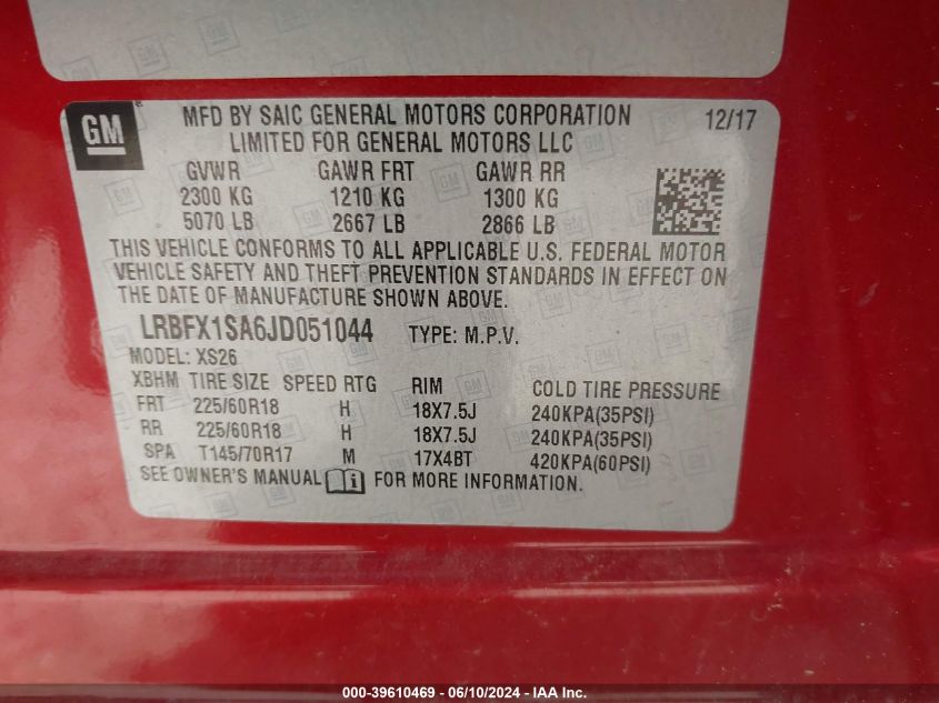 LRBFX1SA6JD051044 2018 Buick Envision Essence