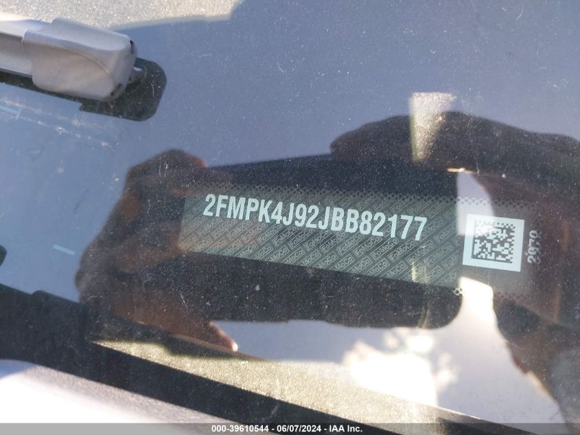 2018 Ford Edge Sel VIN: 2FMPK4J92JBB82177 Lot: 39610544