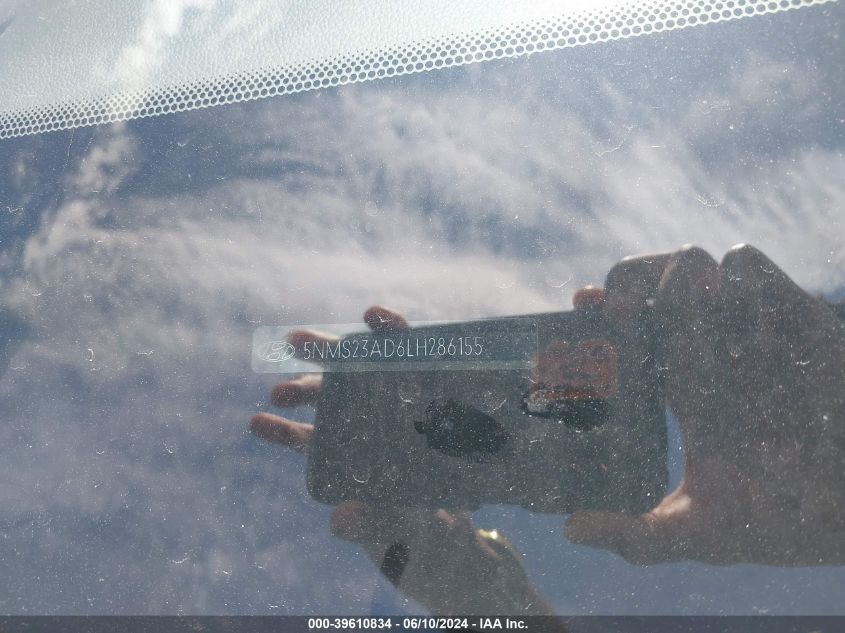 2020 Hyundai Santa Fe Se VIN: 5NMS23AD6LH286155 Lot: 39610834