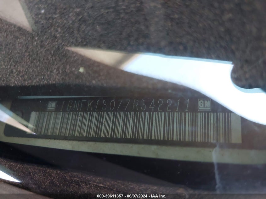 2007 Chevrolet Tahoe Commercial Fleet VIN: 1GNFK13077R342211 Lot: 39611357