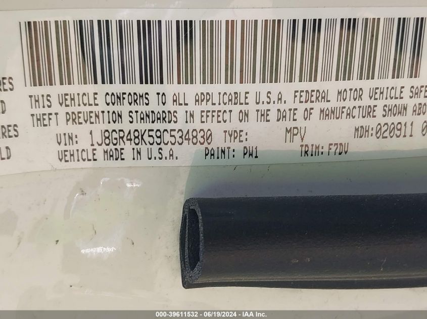 2009 Jeep Grand Cherokee Laredo VIN: 1J8GR48K59C534830 Lot: 39611532