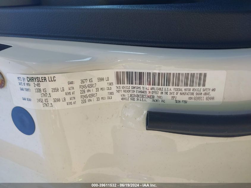 2009 Jeep Grand Cherokee Laredo VIN: 1J8GR48K59C534830 Lot: 39611532