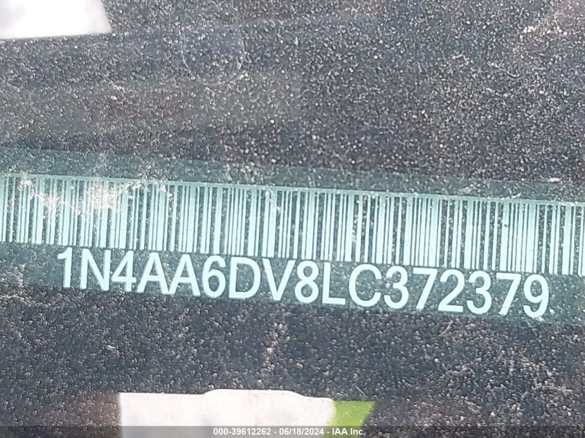2020 Nissan Maxima Sl Xtronic Cvt VIN: 1N4AA6DV8LC372379 Lot: 39612262