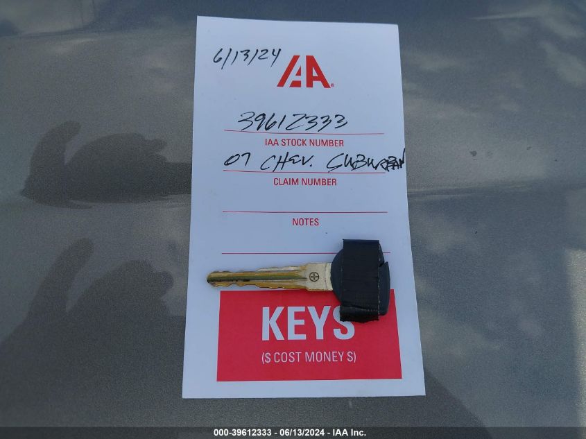 2007 Chevrolet Suburban 1500 Lt VIN: 3GNFK16347G188188 Lot: 39612333