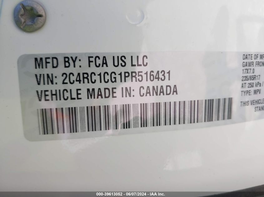 2023 Chrysler Voyager Lx VIN: 2C4RC1CG1PR516431 Lot: 39613052