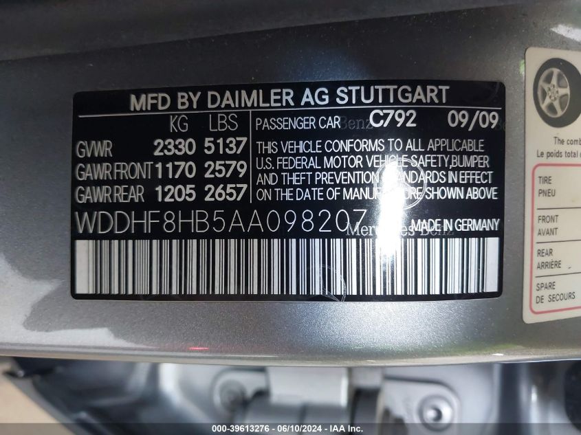 WDDHF8HB5AA098207 2010 Mercedes-Benz E 350 4Matic