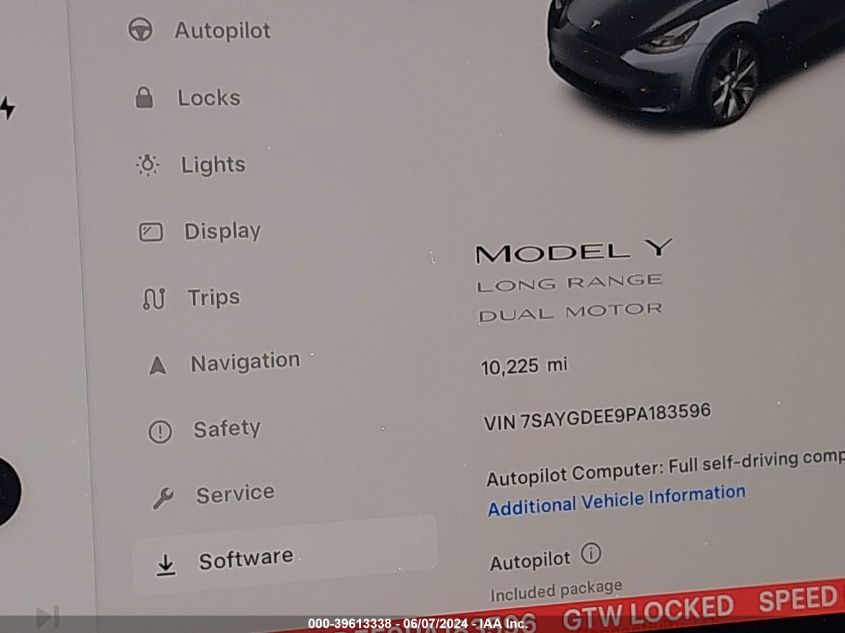 2023 Tesla Model Y VIN: 7SAYGDEE9PA183596 Lot: 39613338