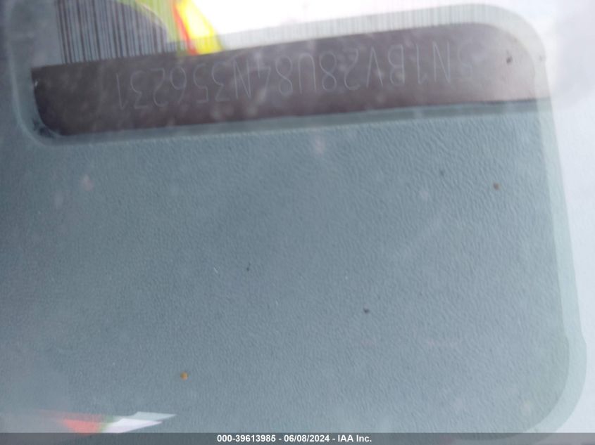 2004 Nissan Quest 3.5 S VIN: 5N1BV28U84N356231 Lot: 39613985