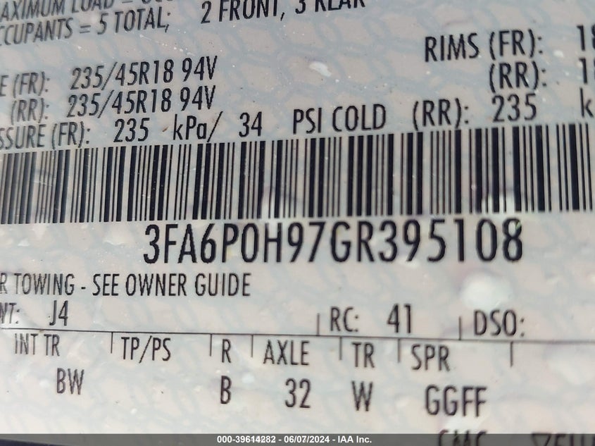 2016 FORD FUSION SE - 3FA6P0H97GR395108