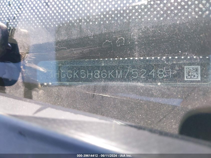 2019 Honda Fit Ex VIN: 3HGGK5H86KM752481 Lot: 39614412