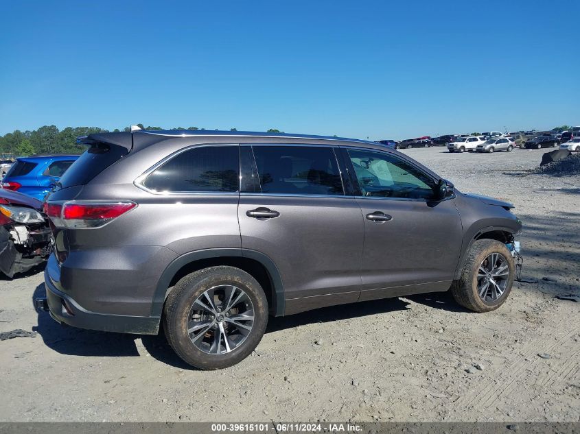 2016 Toyota Highlander Xle V6 VIN: 5TDKKRFH9GS136266 Lot: 39615101