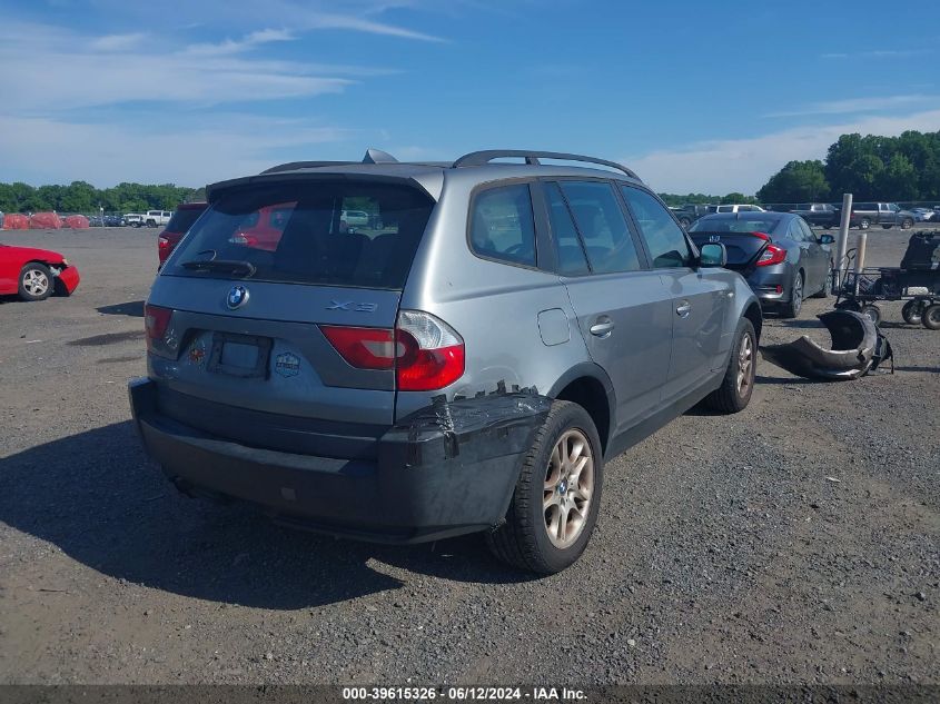 2004 BMW X3 2.5I VIN: WBXPA73484WC38304 Lot: 39615326