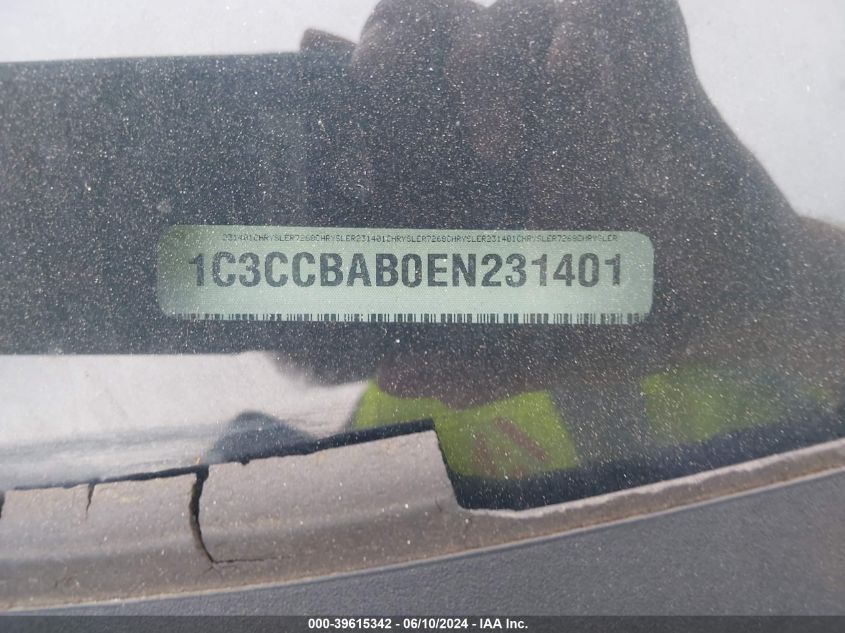 2014 Chrysler 200 Lx VIN: 1C3CCBAB0EN231401 Lot: 39615342